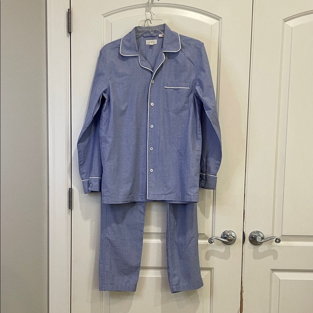 J. Crew Light Blue Men's Pajama Set with White Piping